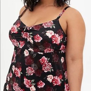 Torrid Black Floral Stretch Satin Sleep Cami